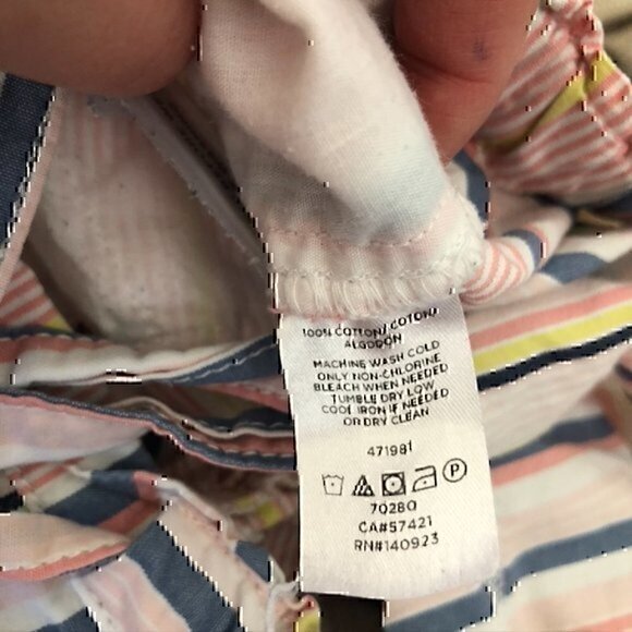 ANN TAYLOR LOFT Striped Tie Waist Shorts Pink White Blue 100% Cotton Boho Small - Picture 6 of 11